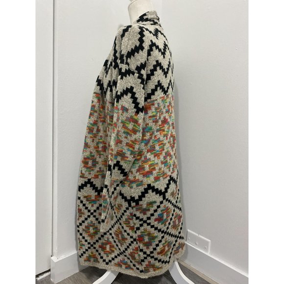 debut Aztec Open Long Cardigan Multicolor Size Small - Picture 5 of 8